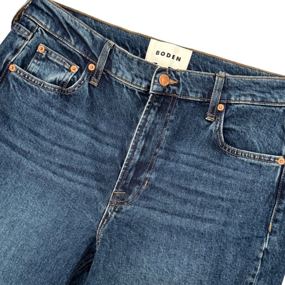 Boden Girlfriend Jeans Womens 30 Long Dark Wash High Rise Straight Leg Denim